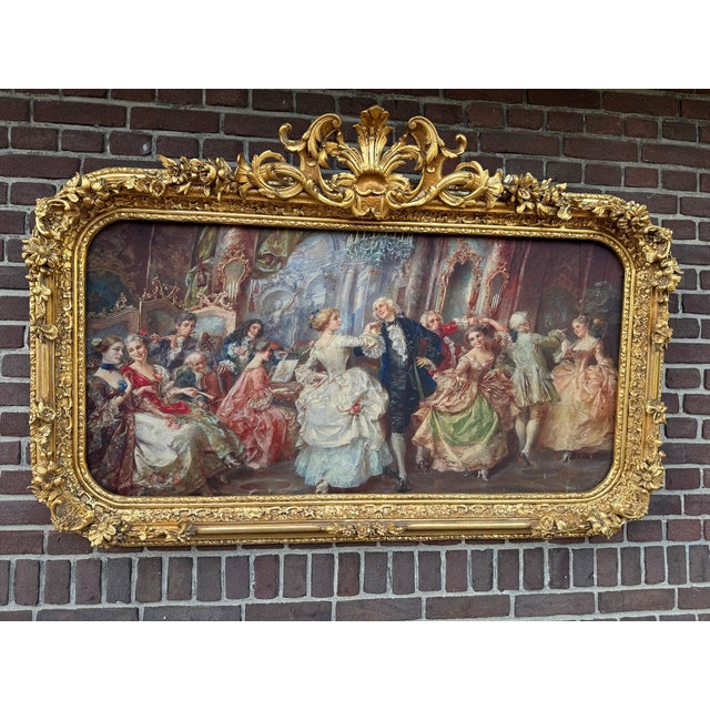 Wood 1960s Italian Rococo Gold Beech Textile Wall Art Panel For Sale - Image 7 of 12
