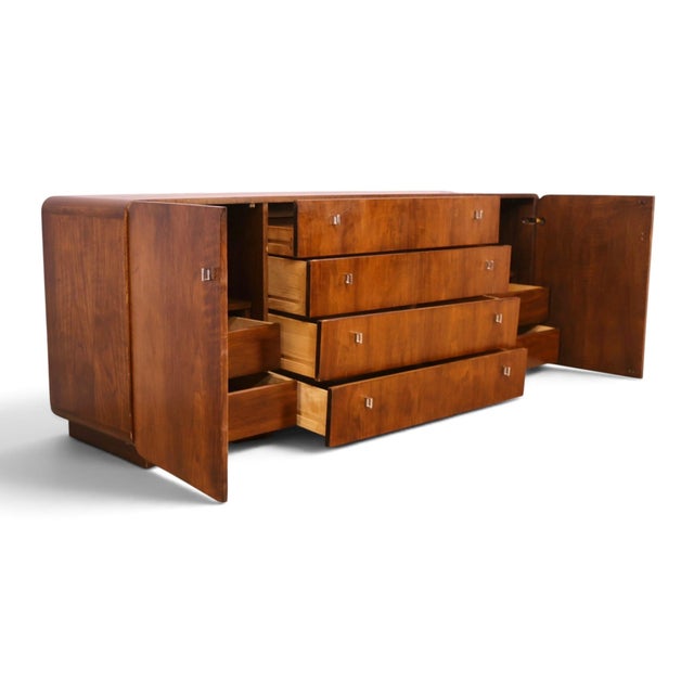 Brown Founders Furniture Vintage Walnut and Chrome Mid Century Modern Lowboy Dresser C. 1970s For Sale - Image 8 of 14