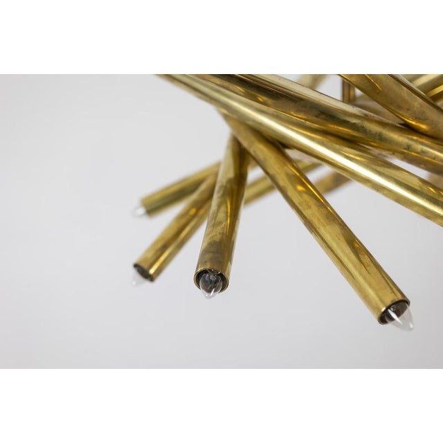 Italian Matte Gilded Brass Chandeliers, 1970s For Sale - Image 6 of 10