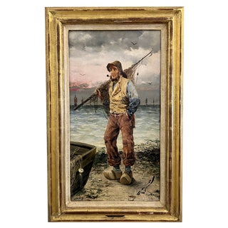 Frederick Reginald Donat, Pêcheur, Oil on Wood, Framed For Sale