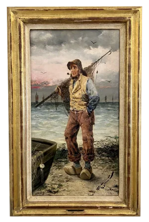 Frederick Reginald Donat, Pêcheur, Oil on Wood, Framed