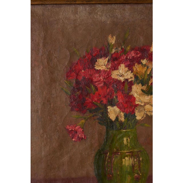Textile 1950s Original Signed Belgian Floral Oil on Canvas | by Alphonse Van Beurden Belgian For Sale - Image 7 of 9