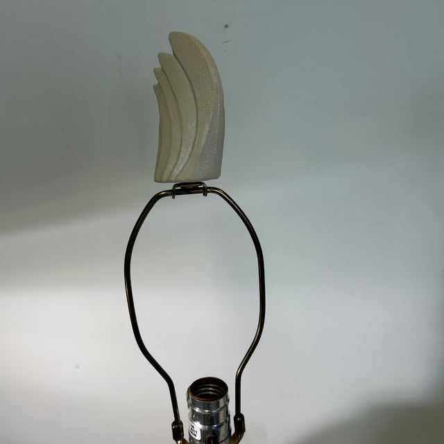 Transitional Pair of 1980s Dayle Rushall Matte Ceramic Lamps With Heron Detail For Sale - Image 3 of 9