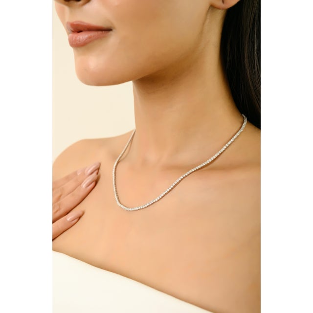 White 6.72 Ct Round Cut Natural Diamond Necklace Vintage Wedding Jewelry in 14k White Gold For Sale - Image 8 of 18