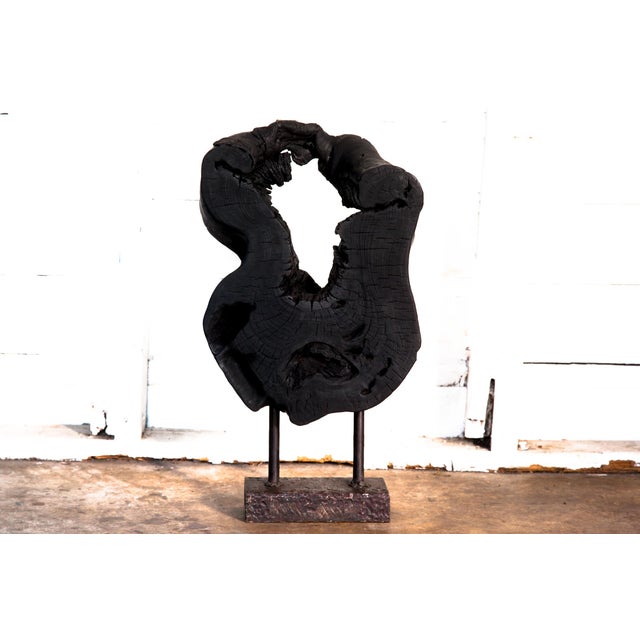 Black Devi Collection Yakisugi Modern Organic Black Wood Sculpture For Sale - Image 8 of 8
