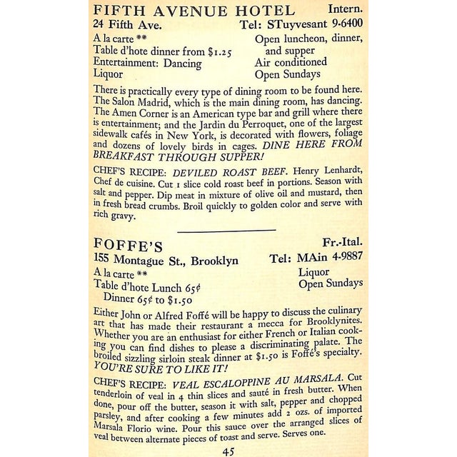 Traditional "Where to Dine in Thirty-Nine: With 200 Recipes by Famous Chefs" 1939 Ashley, Diana For Sale - Image 3 of 12