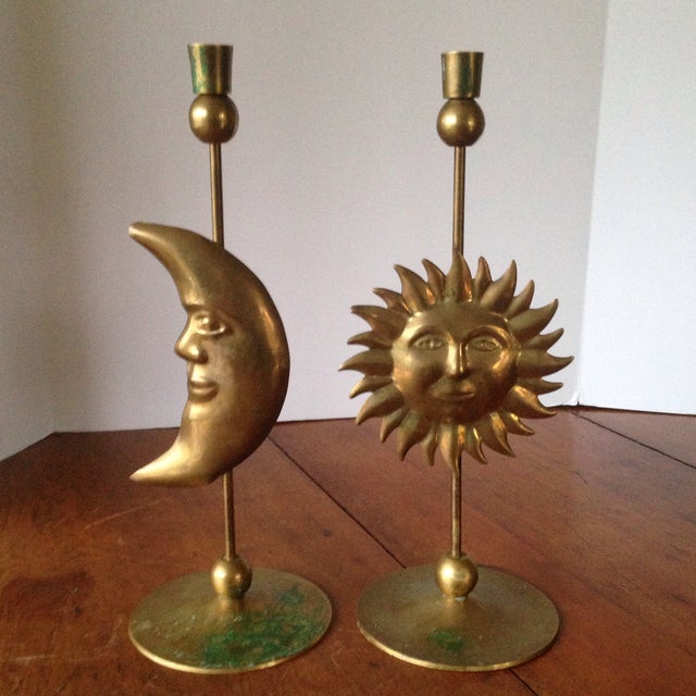 Vintage Brass Sun & Moon Candle Holders A Pair Chairish