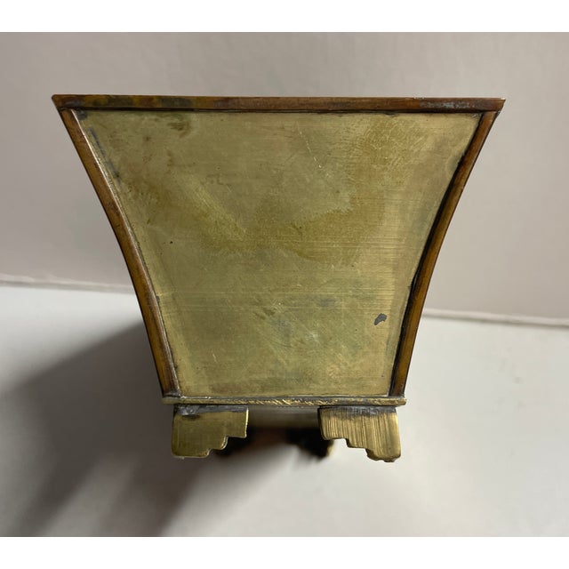 1930s Chinese Brass and Enamel Planter For Sale - Image 4 of 6