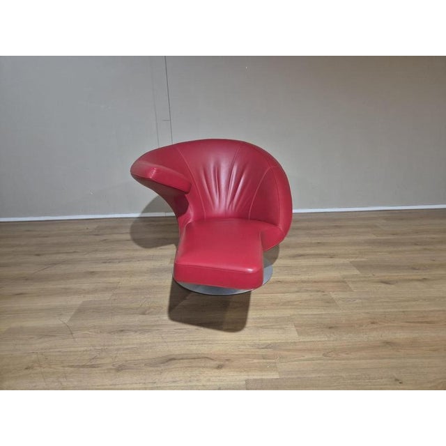 Set of Parabolica Armchairs in Red Leather from Leolux For Sale - Image 11 of 18