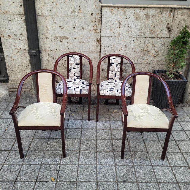 Art Deco Chairs Upholstered in Euphoria Cubista, Misia Paris, France, 1970s, Set of 4 For Sale - Image 14 of 18