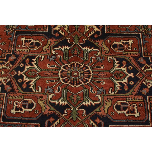 Heriz Rug 8′ X 10′ Rust Wool Tribal Hand-Knotted Oriental Carpet For Sale In Philadelphia - Image 6 of 15