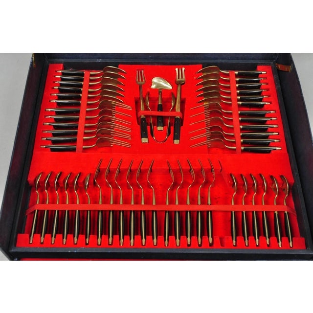 Mid 20th Century Vintage Bangkok Jewels Bronze Brass & Celluloid Flatware Set in Case - 130 PCS For Sale - Image 5 of 18