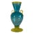 Art Glass Aqua Yellow Handled Amphora Vase For Sale