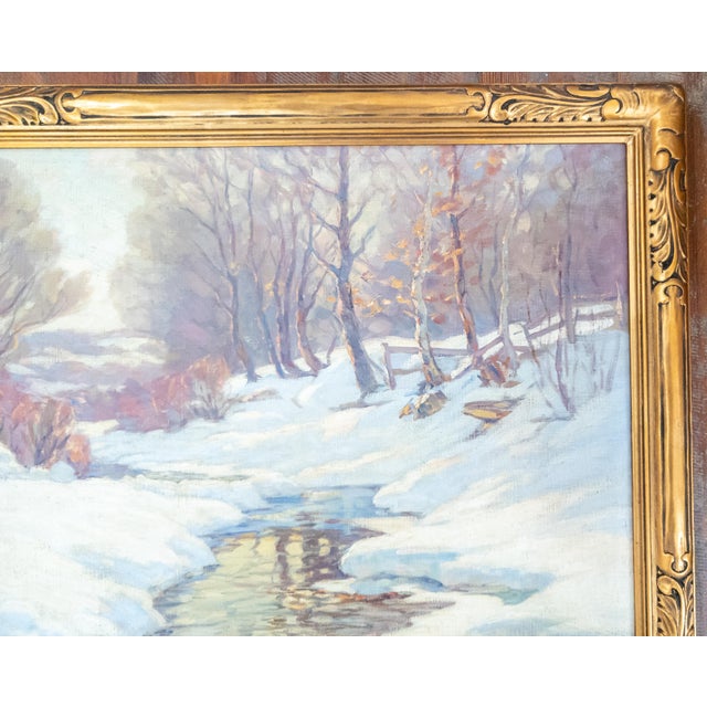 20th Century American Vermont Winter Landscape Painting by Thomas R. Curtin For Sale - Image 4 of 15