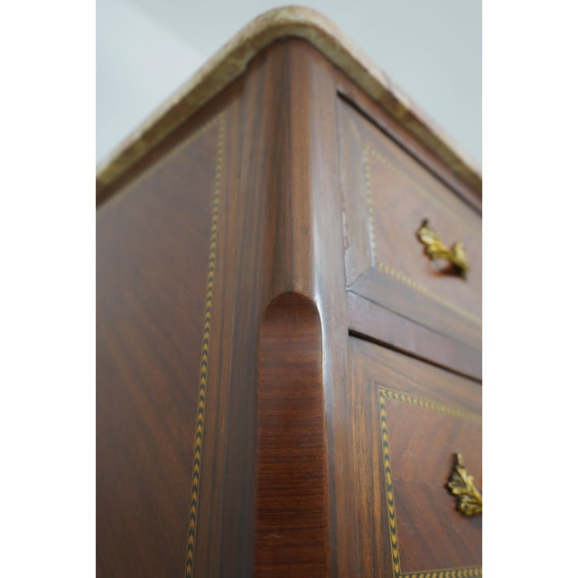 Vintage French Style Inlaid Marble Top Lingerie Chest For Sale - Image 9 of 15