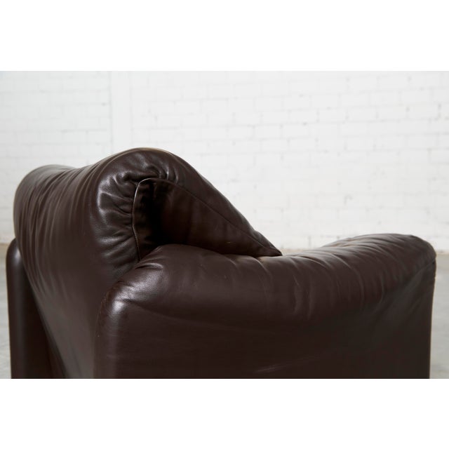 Set of Leather Maralunga Lounge Chair and Ottoman by Vico Magistretti for Cassina, 1980s For Sale - Image 14 of 18