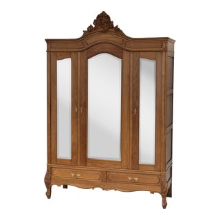 Antique French Mirrored Wardrobe Armoire For Sale