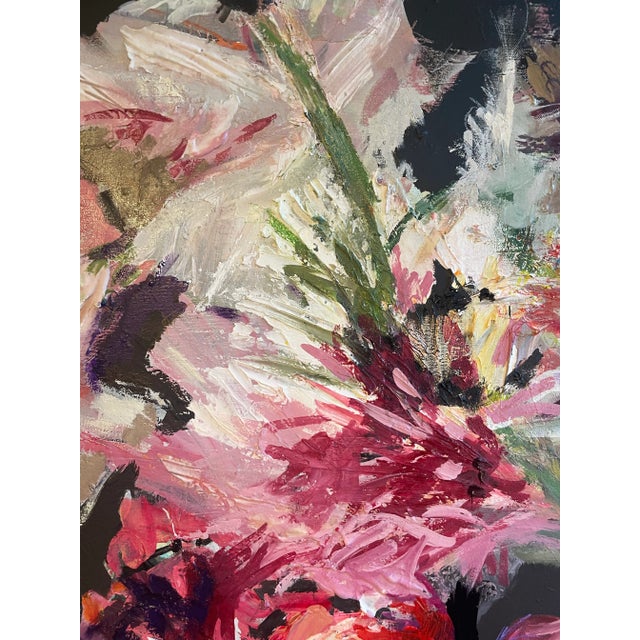 Mid-Century Modern Contemporary Modern Large Floral Pink Abstract 'Jardin Passionné' Original Painting For Sale - Image 3 of 6