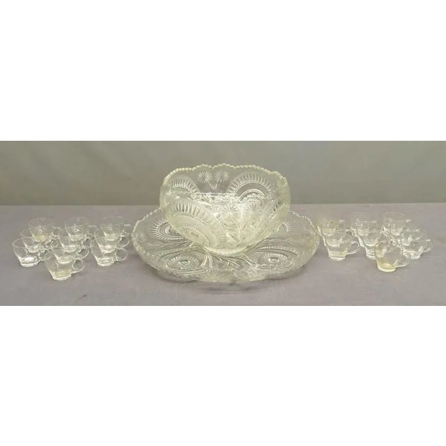 19th Century Antique Cut Glass Punch Bowl Set- 22 Pieces For Sale - Image 4 of 6