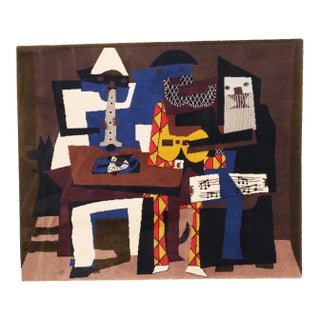 Mid Century French Tapestry Inspired by Picasso Design 5’7” X 6’7” For Sale