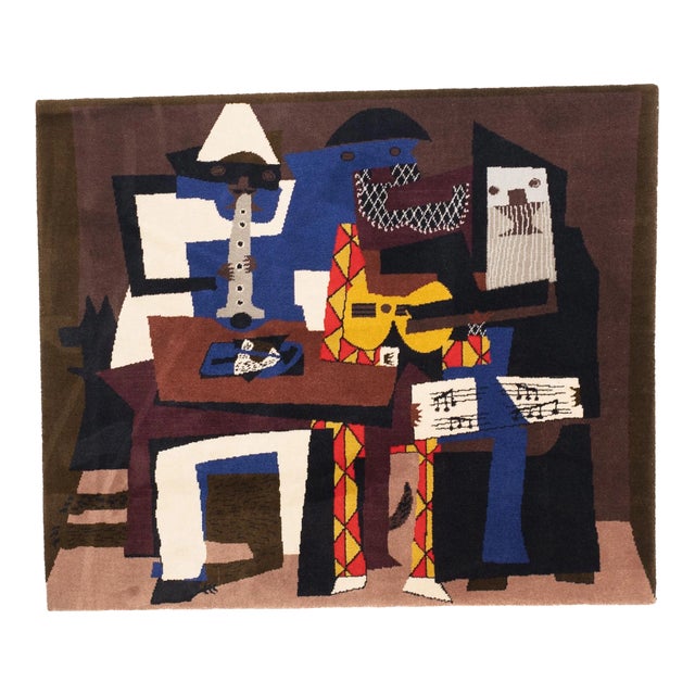 Mid Century French Tapestry Inspired by Picasso Design 5’7” X 6’7” For Sale