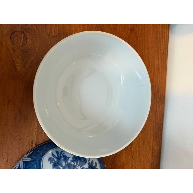 Maitland Smith Large Chinoiserie Blue & White Porcelain Centerpiece Bowl With Lid For Sale - Image 9 of 10