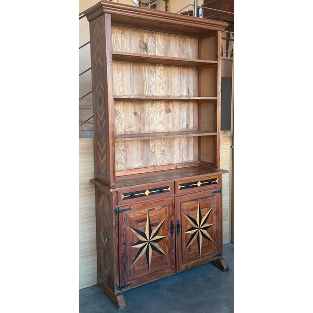 Late 19th Century Pair of Marquetry Pine Bookcase with Two Doors and Drawers For Sale - Image 18 of 18