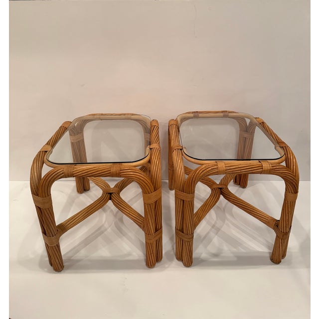 Mid-Century Modern Twisted Rattan End Tables -a Pair For Sale - Image 3 of 11