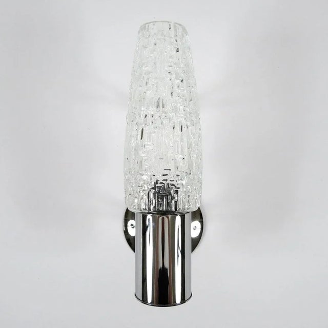 Glass and Chrome Metal Wall Lamps, 1960s, Set of 2 For Sale - Image 4 of 8