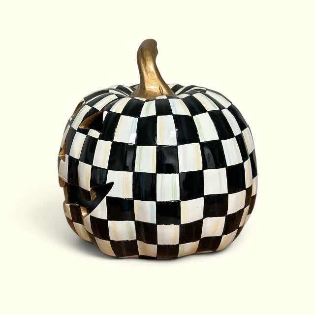Mackenzie Childs New MacKenzie Childs Courtly Check Illuminated Halloween Jack O’lantern For Sale - Image 4 of 6