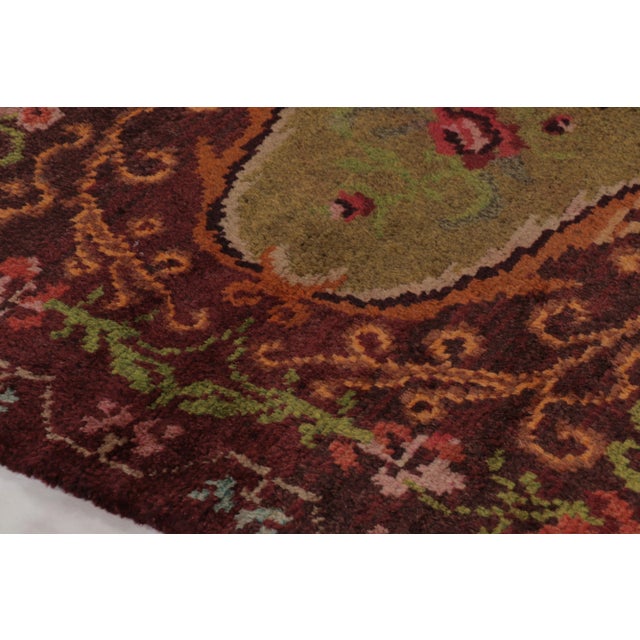 Vintage Tulu Rug in Brown With Polychromatic Floral Medallion - Rug & Kilim For Sale In New York - Image 6 of 8