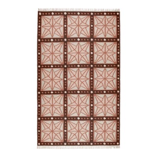 Part & Parcel Goods Wool Star Rug, 10' x 14', Bisque, Topaz, Chocolate and Eggshell For Sale