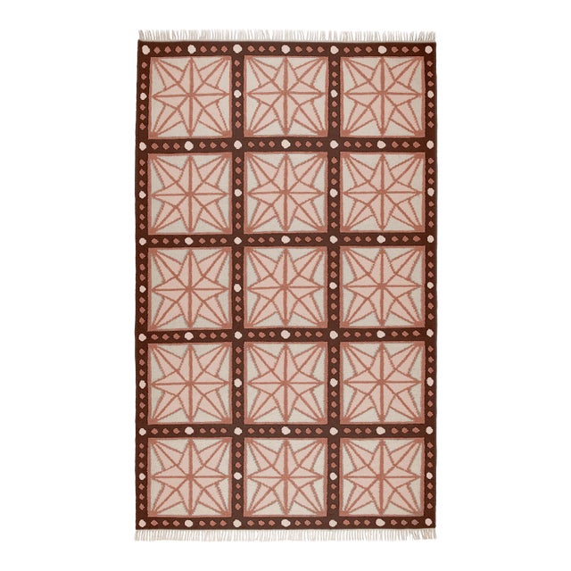 Part & Parcel Goods Wool Star Rug, 10' x 14', Bisque, Topaz, Chocolate and Eggshell For Sale