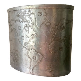 Map Wastebasket by Arthur Armour For Sale