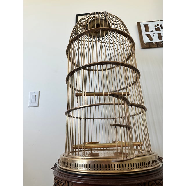 Art Deco Large Vintage Indian Brass Bird Cage For Sale - Image 3 of 6