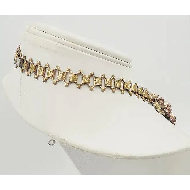 Vintage Signed Monet Etruscan Floral Necklace, 1939 For Sale In Philadelphia - Image 6 of 9