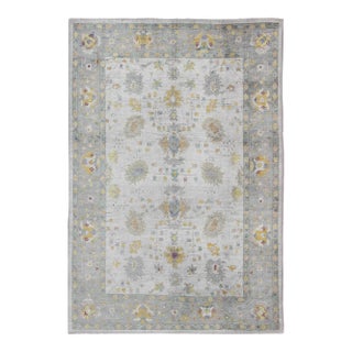 Keivan Woven Arts Turkish Oushak Rug in Gray Border 10'2 X 14' For Sale