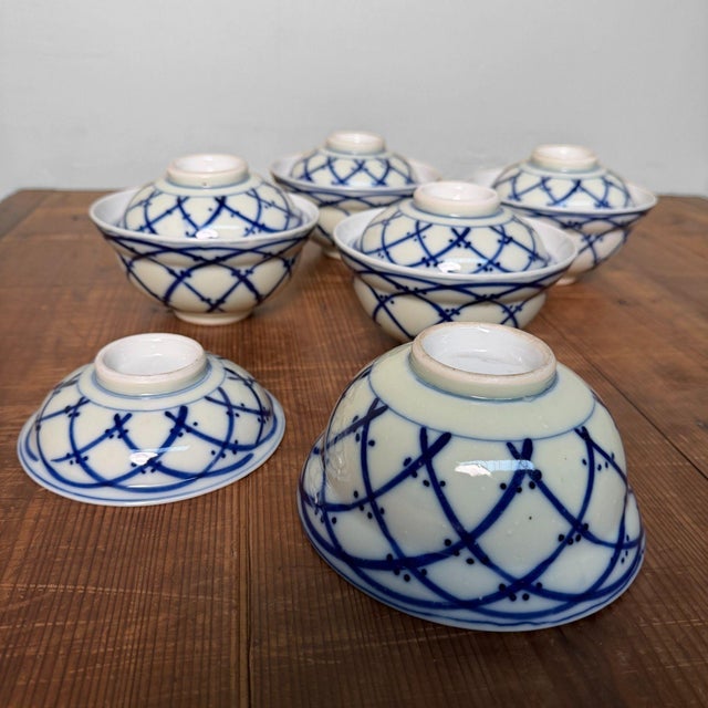 Vintage Japanese Porcelain Lidded Bowls, 1970s, Set of 5 For Sale - Image 9 of 14
