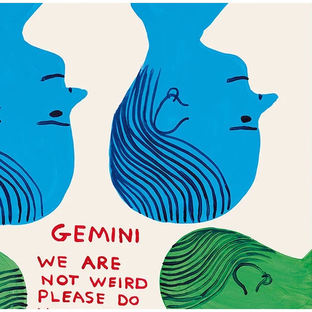 David Shrigley Gemini Signs of the Zodiac Lithograph Poster (Individual), 2021 For Sale - Image 4 of 4