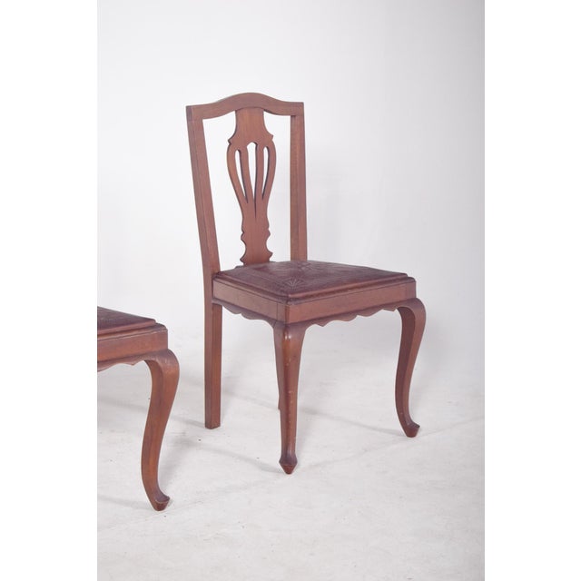 Chairs with Embossed Leather Seats, 1950s, Set of 2 For Sale - Image 4 of 12