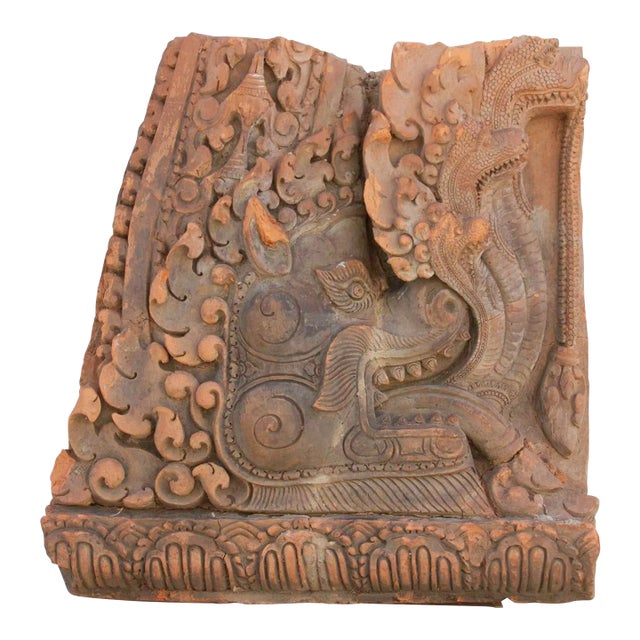 19th Century Carved Thai Dragon Temple Carving For Sale