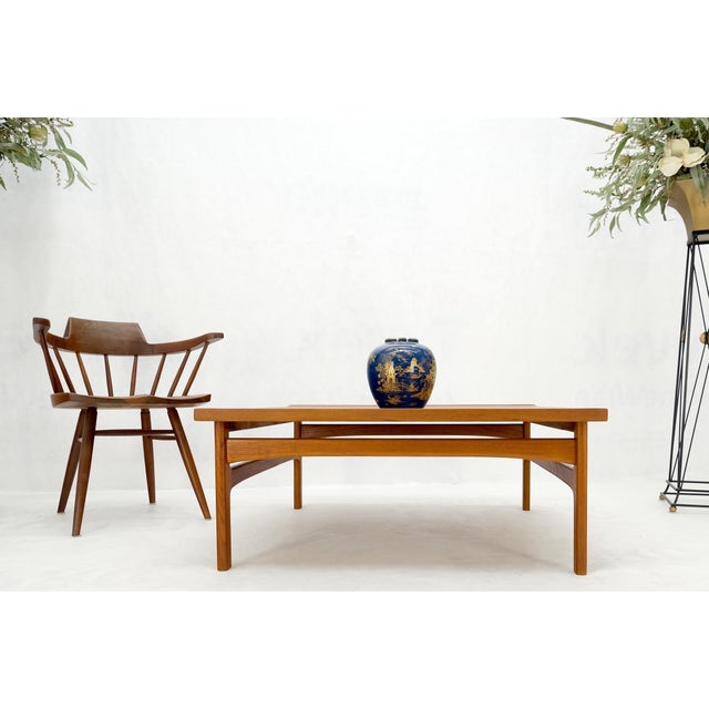 Rolled Edge solid teak top square Danish Mid-Century Modern coffee table mint!