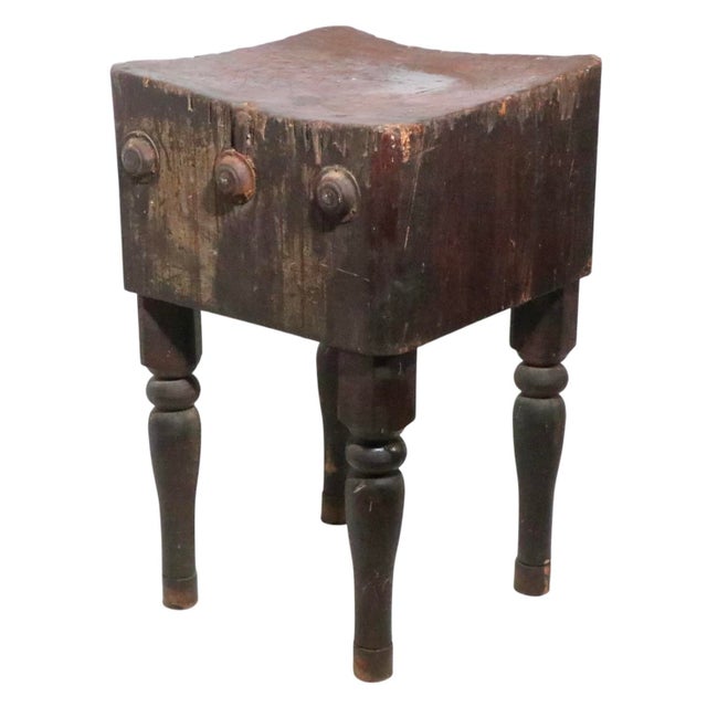 Antique 19th century butcher block table in untouched original condition. Diminutive scale, great patina, classic rustic,...