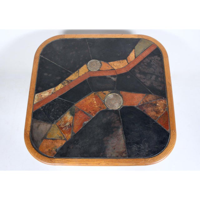 V. Ramburrem African Slate, Brass & Wood Occasional Table, 1980's For Sale - Image 14 of 18