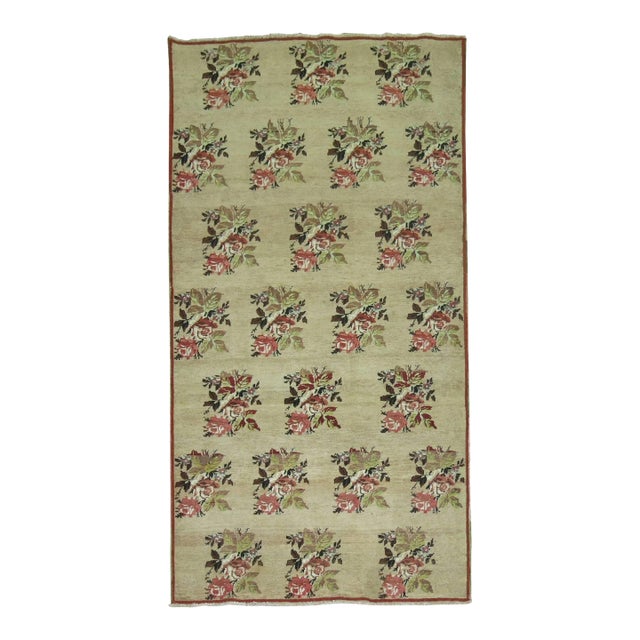 Zabihi Collection Elegant Turkish Floral Rug For Sale