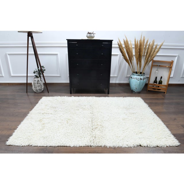 1970s Vintage Persian Handmade Wool Cotton Bei̇ge Area Rug For Sale - Image 11 of 11