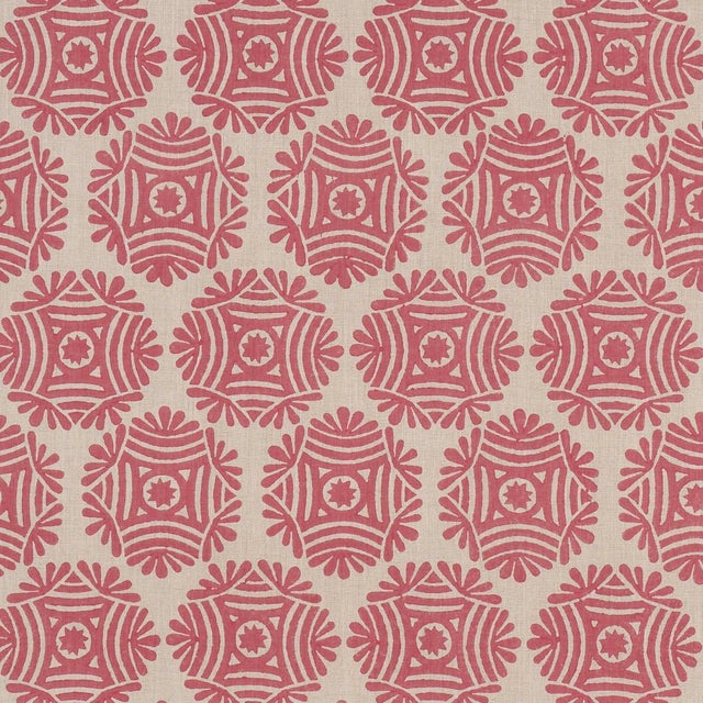 2020s Sample - Schumacher Gilded Star Hand Block Fabric In Red For Sale - Image 5 of 5
