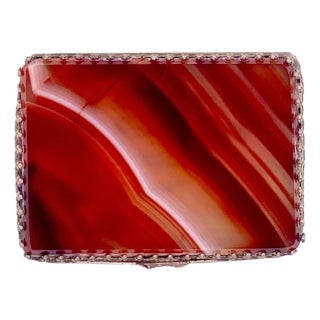 Antique Agate Pill Box Circa 1900 For Sale