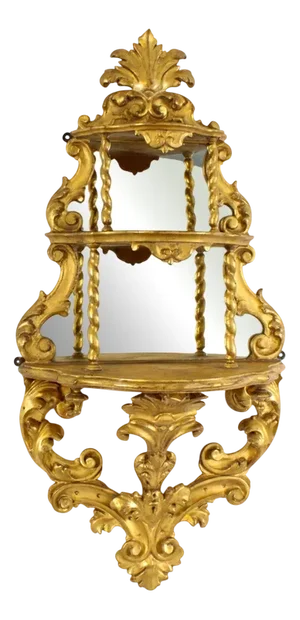 Antique Rococo Giltwood Mirrored Wall Brackets