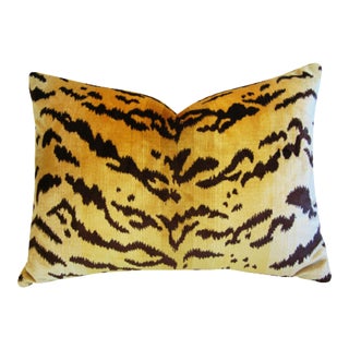 Italian Scalamandré Tiger (Tigre) Velvet Pillow 24" X 18" For Sale